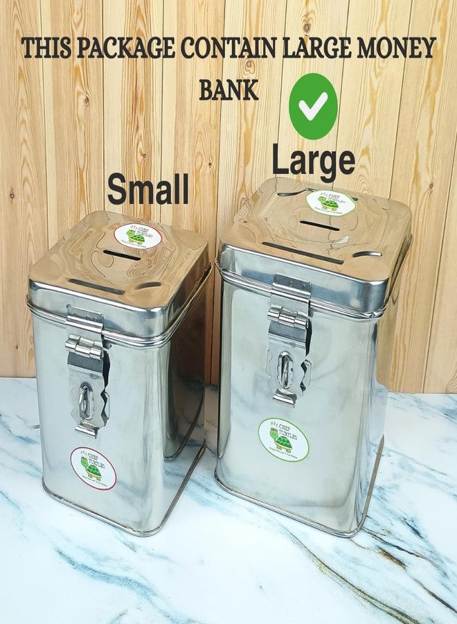 Chef Turtles Stainless Steel Coin Box/Piggy Bank/Gullak/Donation/Suggestion Box/Antique Coin Bank Box Money Organiser for Kids and Adults- Large 15cm - Image 3